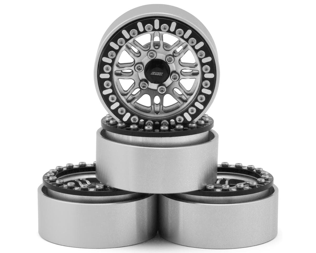 Samix Multi Crawlers "Straight Spoke" 1.9" Aluminum Adjustable Offset Beadlock Crawler Wheels (Silver) (4)