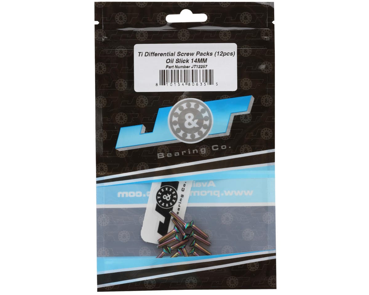 J&T Bearing Co. 3mm Titanium Differential Flat Head Screws (Oil Slick) (12) (14mm)