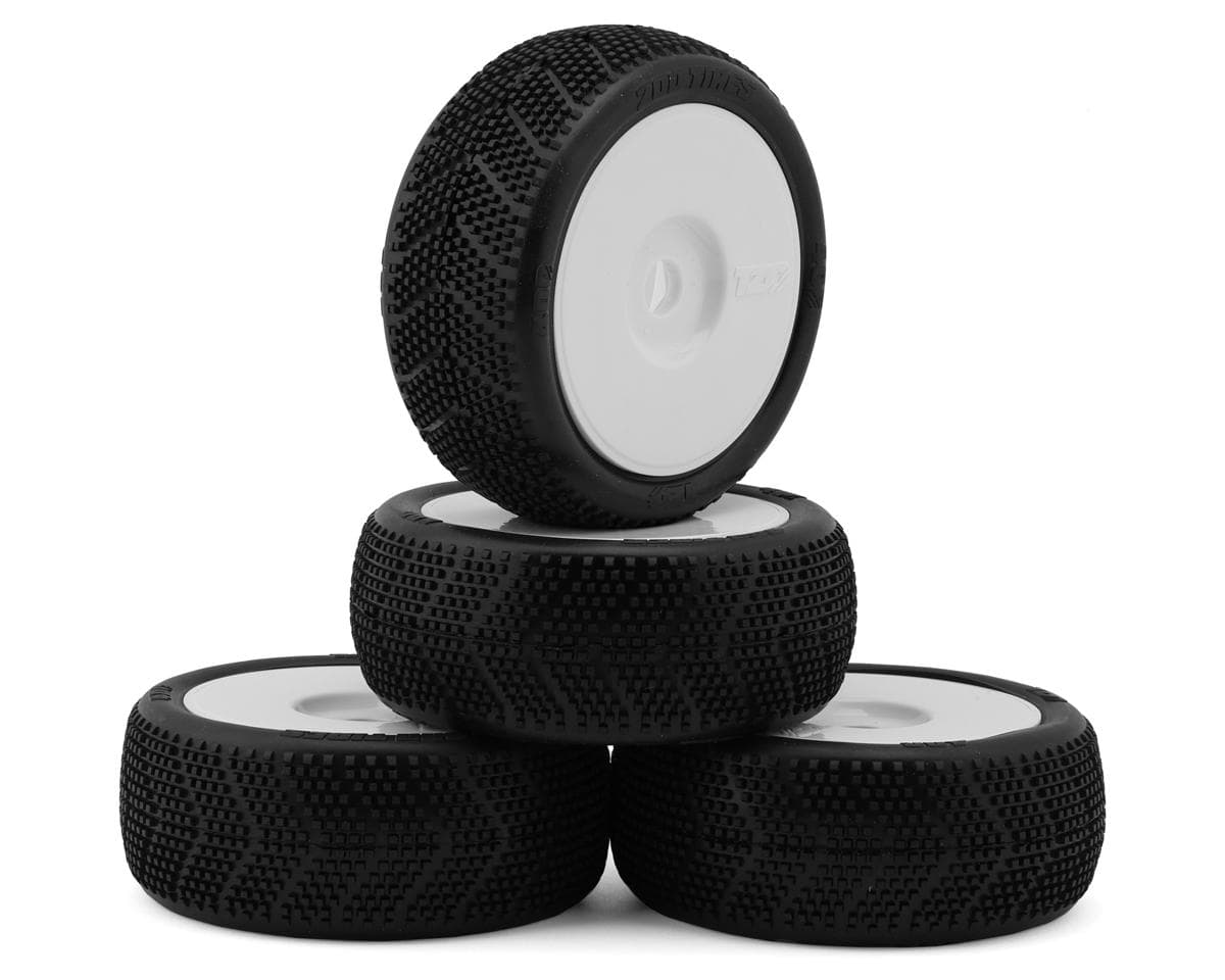 TZO Tires 400 1/8 Buggy Pre-Glued Tire Set (White) (4) (Soft - Long Wear)