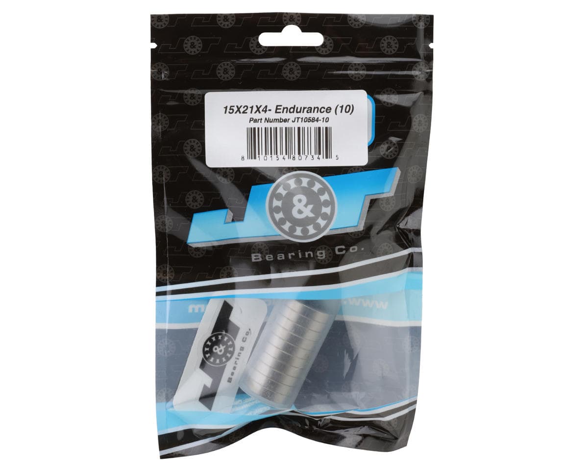J&T Bearing Co. 15x21x4mm Endurance Ball Bearings (10)