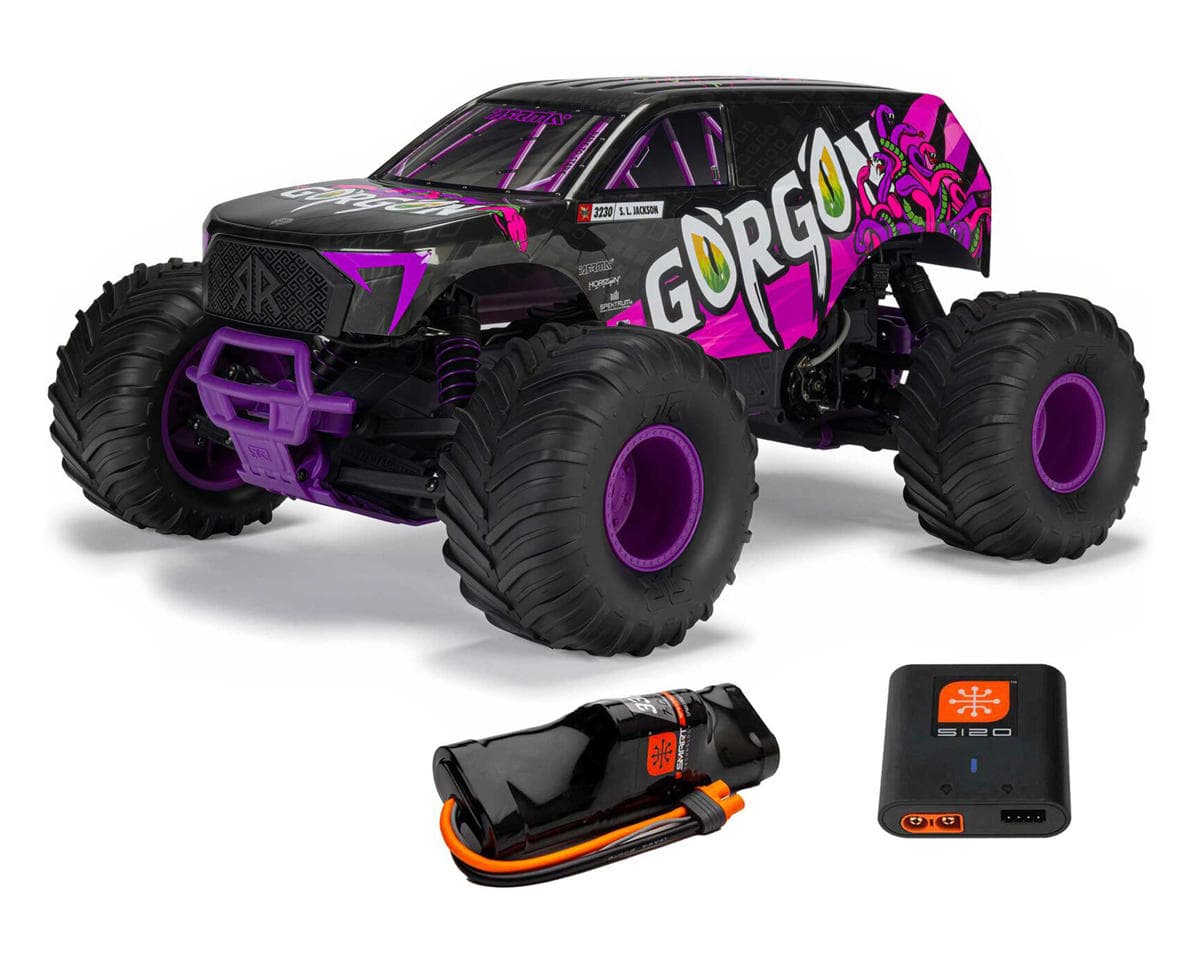 Arrma Gorgon 4X2 MEGA 550 1/10 RTR Brushed Monster Truck (Purple) w/SLT2 2.4GHz Radio, Battery & Charger