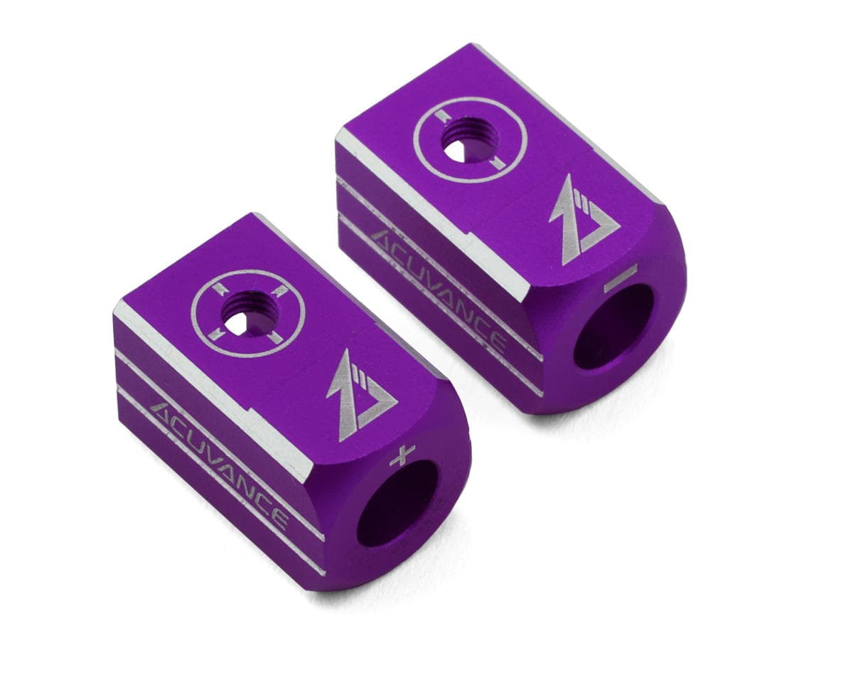 Acuvance Aluminum Battery Plug Grips Set w/5mm Bullet Connectors (Purple/Purple)
