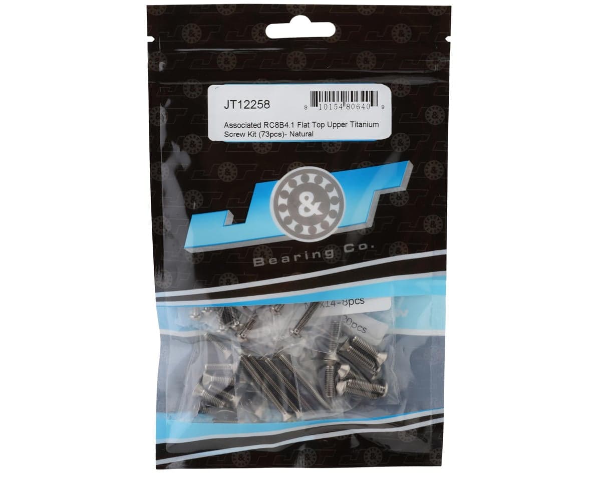 J&T Bearing Co. Team Associated RC8B4.1 Flat Top Upper Titanium Screw Kit (Natural)