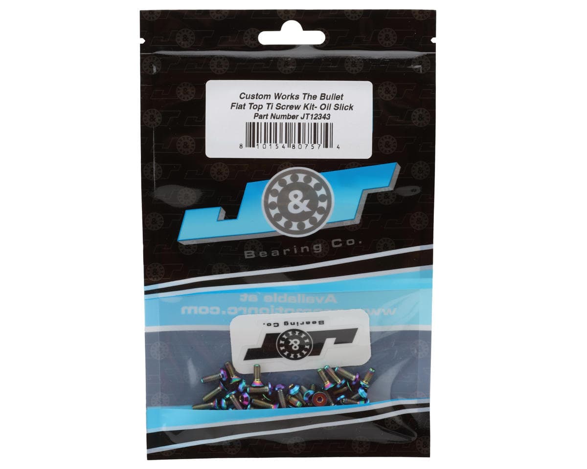 J&T Bearing Co. Custom Works Bullet Flat Top Titanium Screw Kit (Oil Slick)