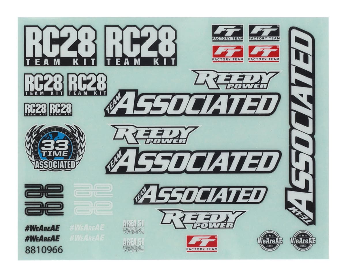 Team Associated RC28R Decal Sheet