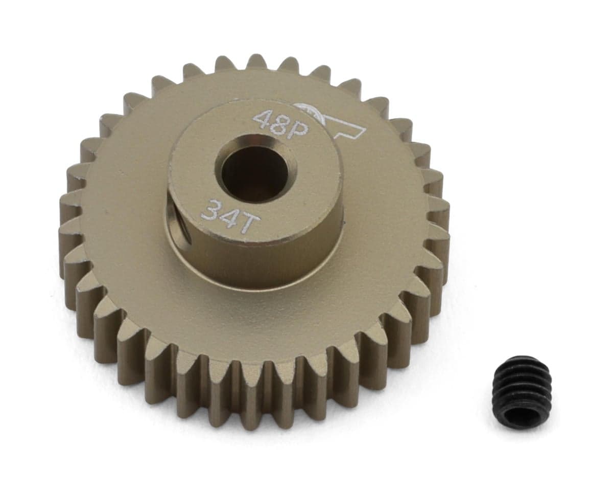 J&T Bearing Co. Lightweight Hard Anodized 48P Aluminum Pinion Gear (34T) (3.17mm Bore)