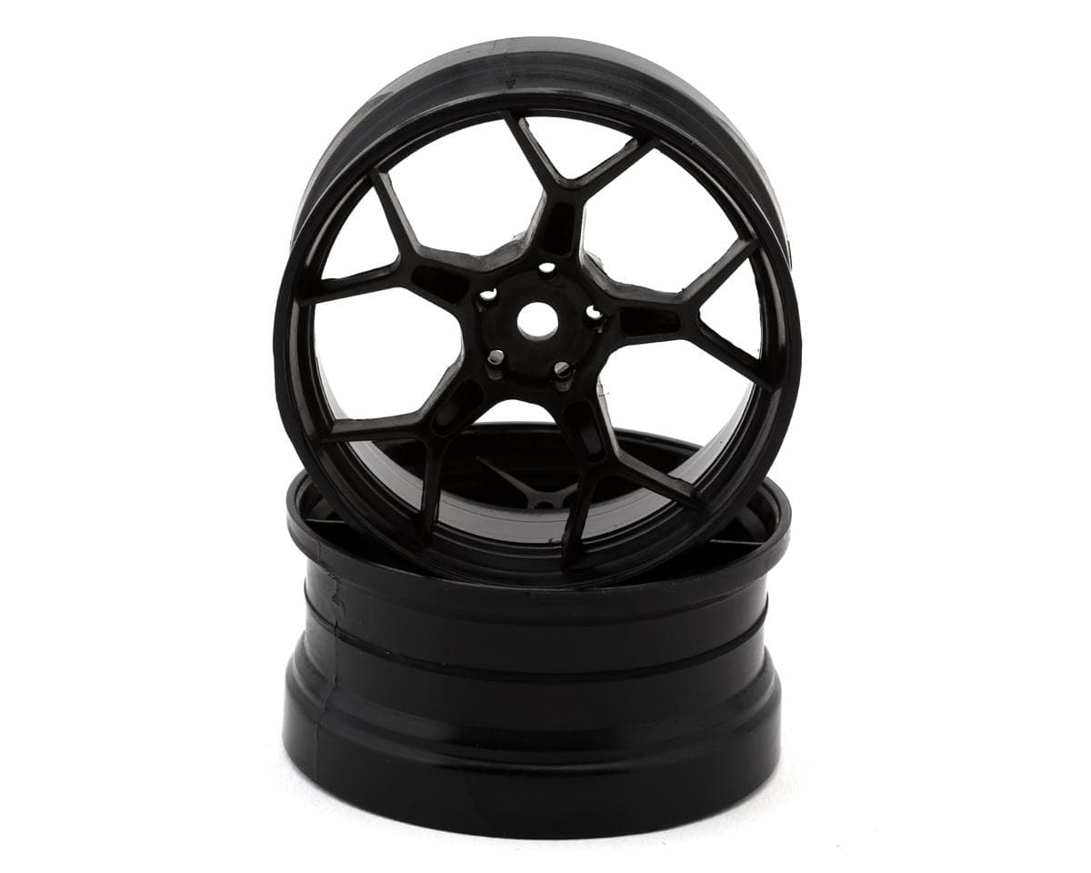 DS Racing Feathery Split Spoke Drift Wheels (Black) (2) (Soft) (6mm Offset) w/12mm Hex