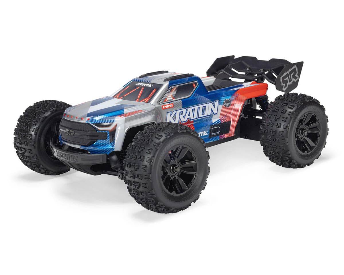 Arrma Mini Kraton 3S BLX 4X4 1/16 RTR Brushless Speed Monster Truck (Red/Blue) w/2.4GHz Radio, 3S LiPo Battery & Charger