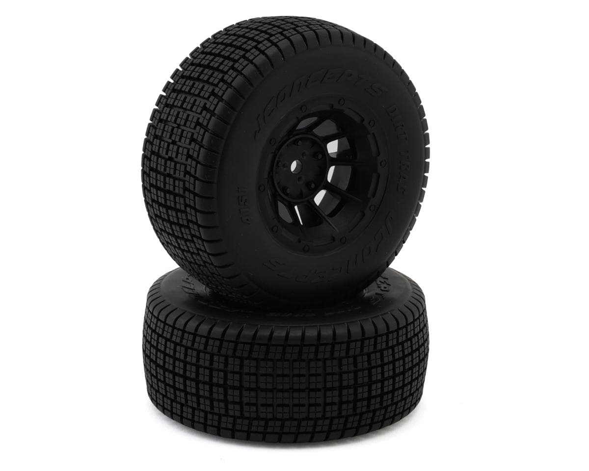 JConcepts Dirt Trac Pre-Mounted Dirt Oval Tires (2) (Slash Rear) (Green) w/12mm Hex