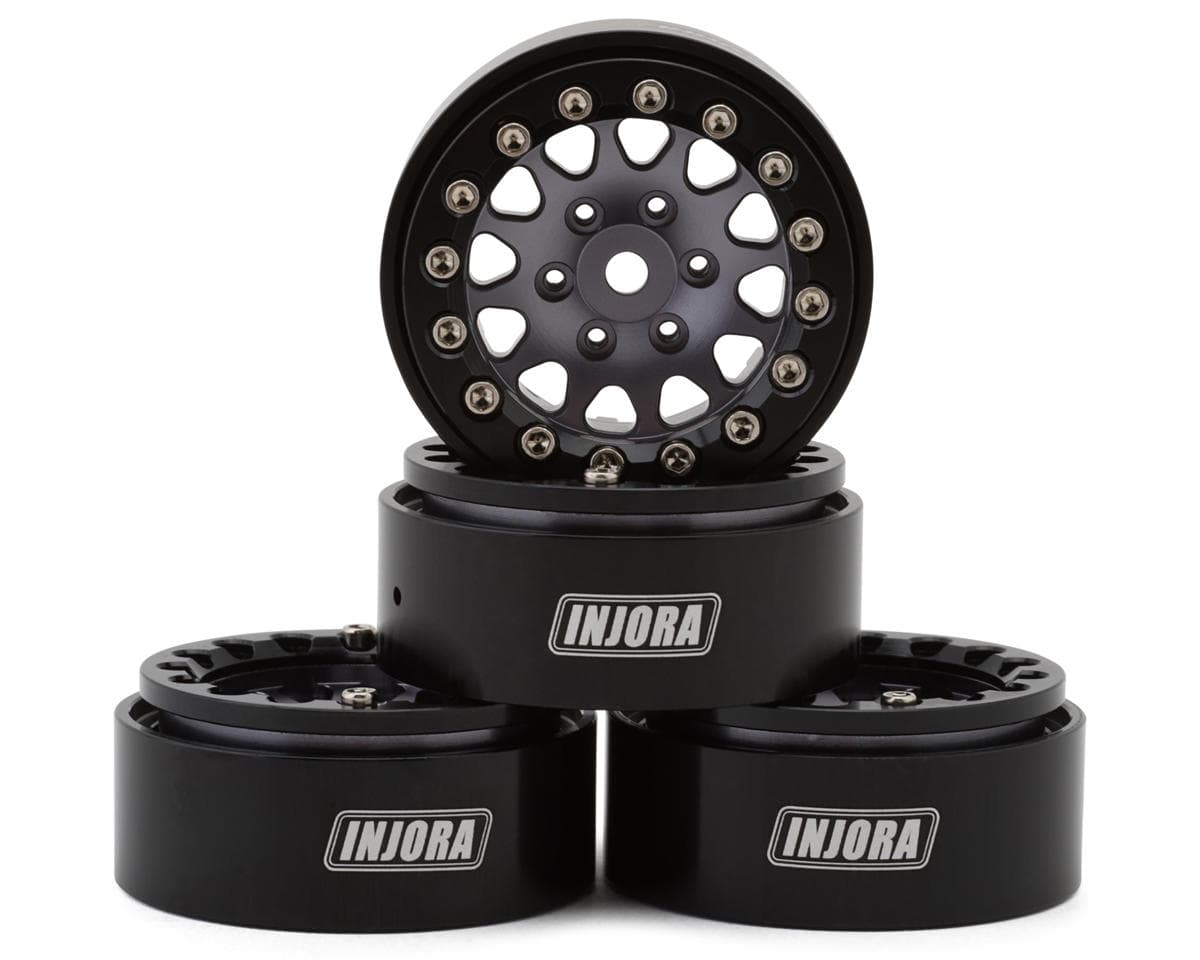 Injora 1.3" D-Slot Aluminum Micro Crawler Beadlock Wheels (27g ea) (Grey/Black) (4)