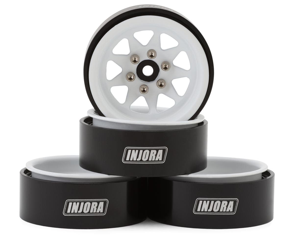 Injora 1.3" Stamped Steel Micro Rock Crawler Beadlock Wheels (23.5g ea) (White) (4)