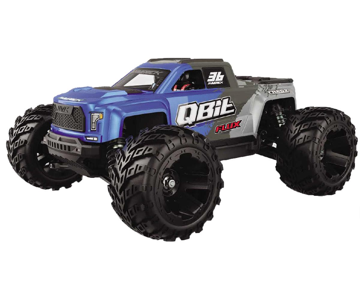 Maverick QBit MT Flux 1/16 4WD RTR Brushless Monster Truck (Blue) w/2.4GHz Radio, Battery & Charger