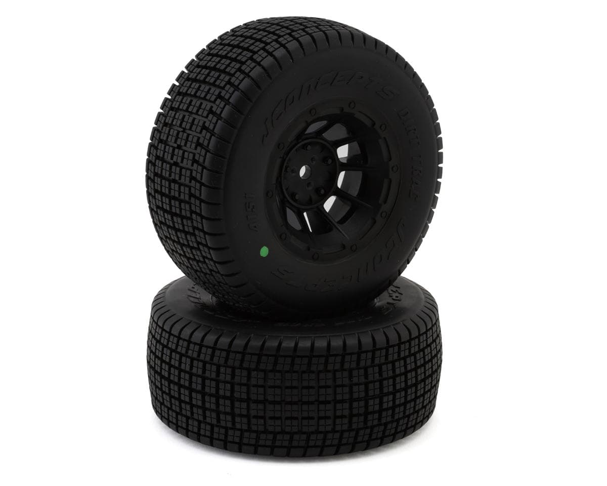 JConcepts Dirt Trac Pre-Mounted Dirt Oval Tires (2) (Slash Front) (Green) w/12mm Hex