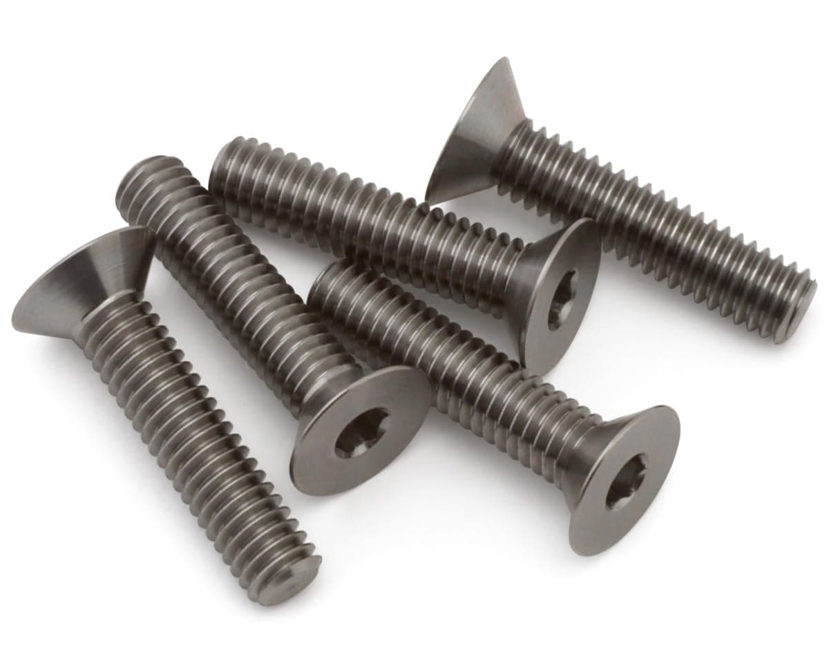 1UP Racing 4mm Pro Duty Flat Head Titanium Screws (5) (4x18mm)