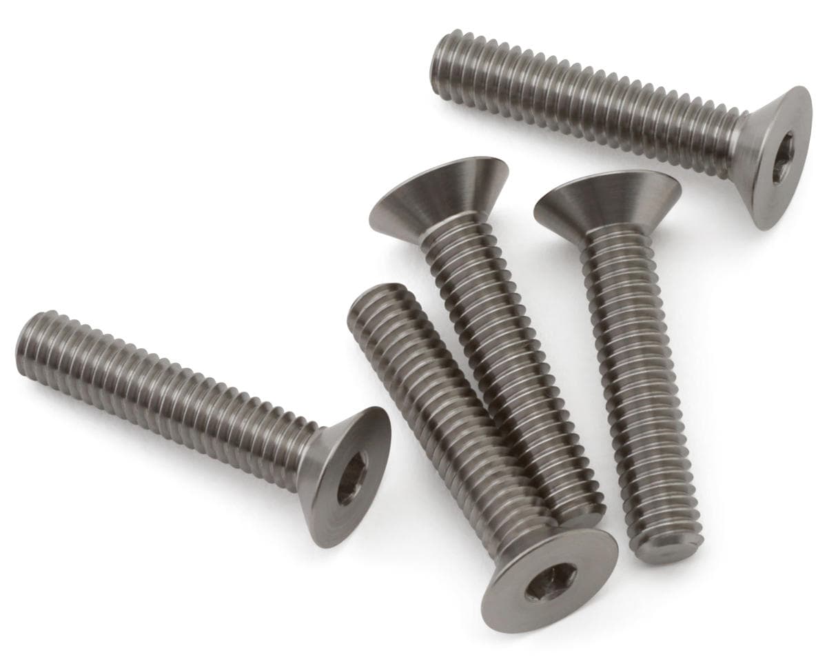 1UP Racing 4mm Pro Duty Flat Head Titanium Screws (5) (4x20mm)