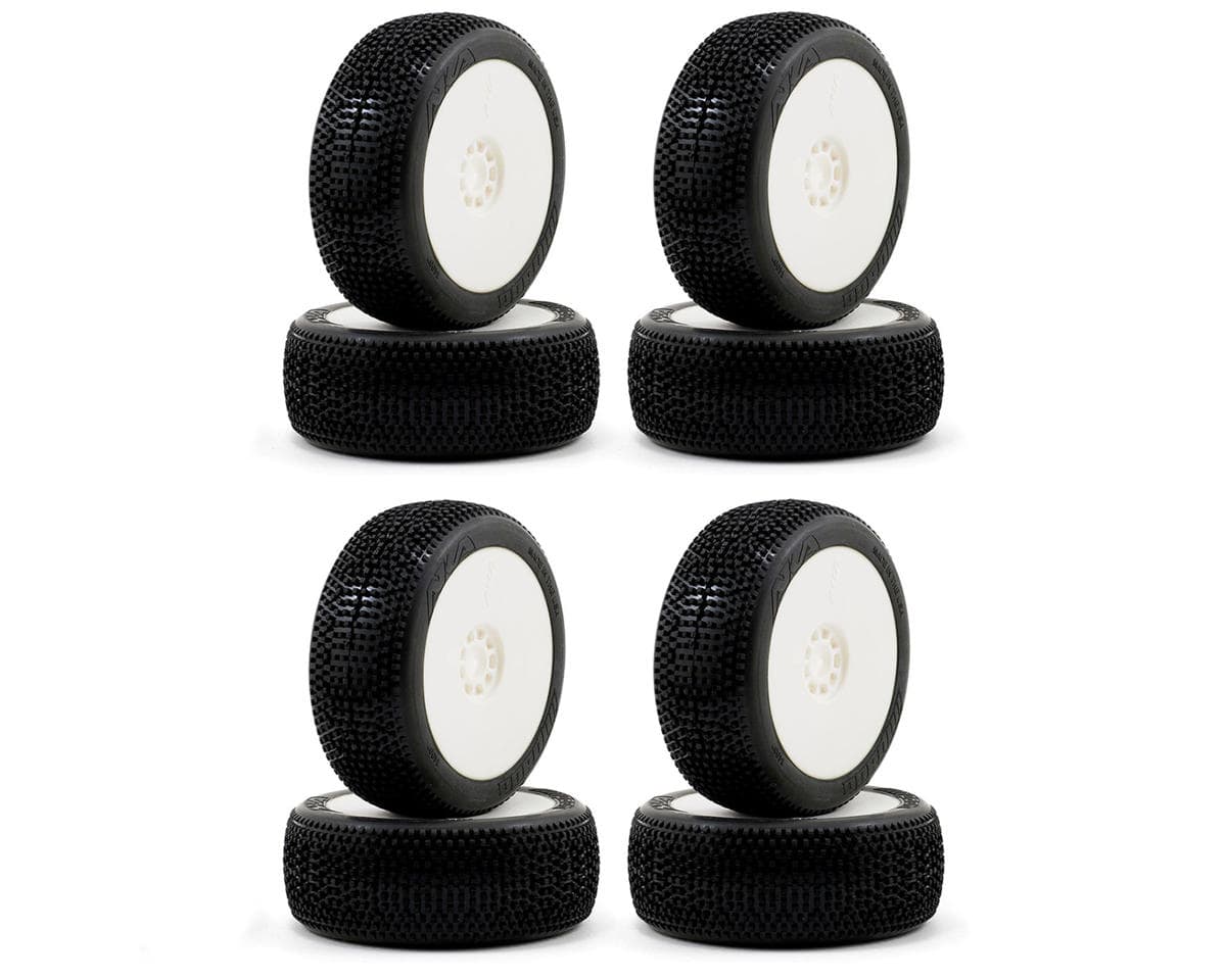 AKA Impact 1/8 Buggy Tires Racer Bundle w/EVO Wheels (White) (8) (Non-Glued) (Super Soft - Long Wear)