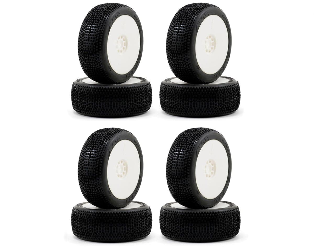 AKA Impact 1/8 Buggy Tires Racer Bundle w/EVO Wheels (White) (8) (Non-Glued) (Soft - Long Wear)