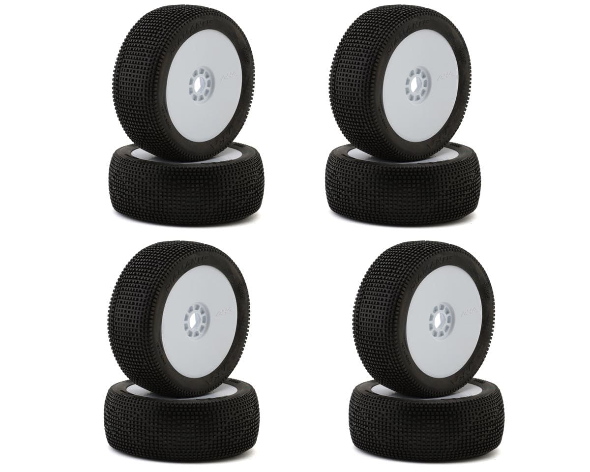 AKA Diamante 1/8 Buggy Tires Racer Bundle w/EVO Wheels (White) (8) (Super Soft - Long Wear) (Non-Glued)