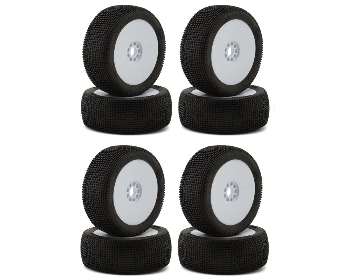 AKA Diamante 1/8 Buggy Tires Racer Bundle w/EVO Wheels (White) (8) (Soft - Long Wear) (Non-Glued)