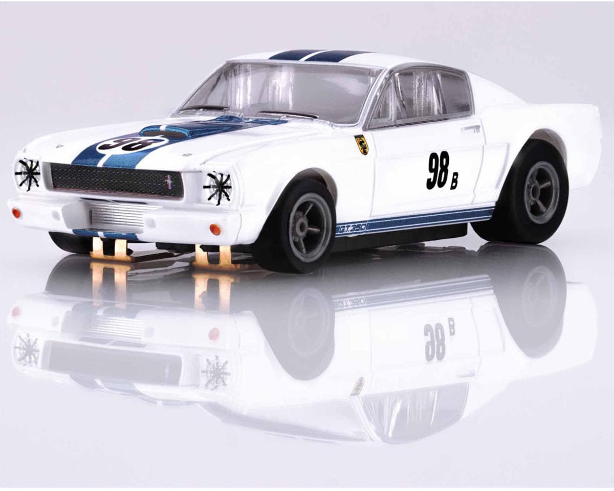 AFX 1965 Donahue Shelby Mustang GT350R HO Scale Slot Car Miles (White/Blue) (LWB) (Mega G+)