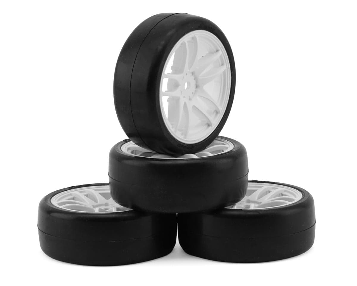 Sweep "R" Series Pre-Mounted Touring Car Rubber Tires (White) (4) (36R) w/12mm Hex Wheel