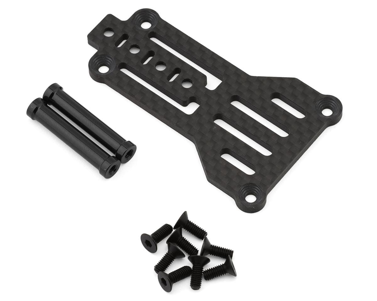 MST RMX 4 Carbon Fiber Lightweight Rear Upper Deck Mount Plate (Black) w/Aluminum Posts
