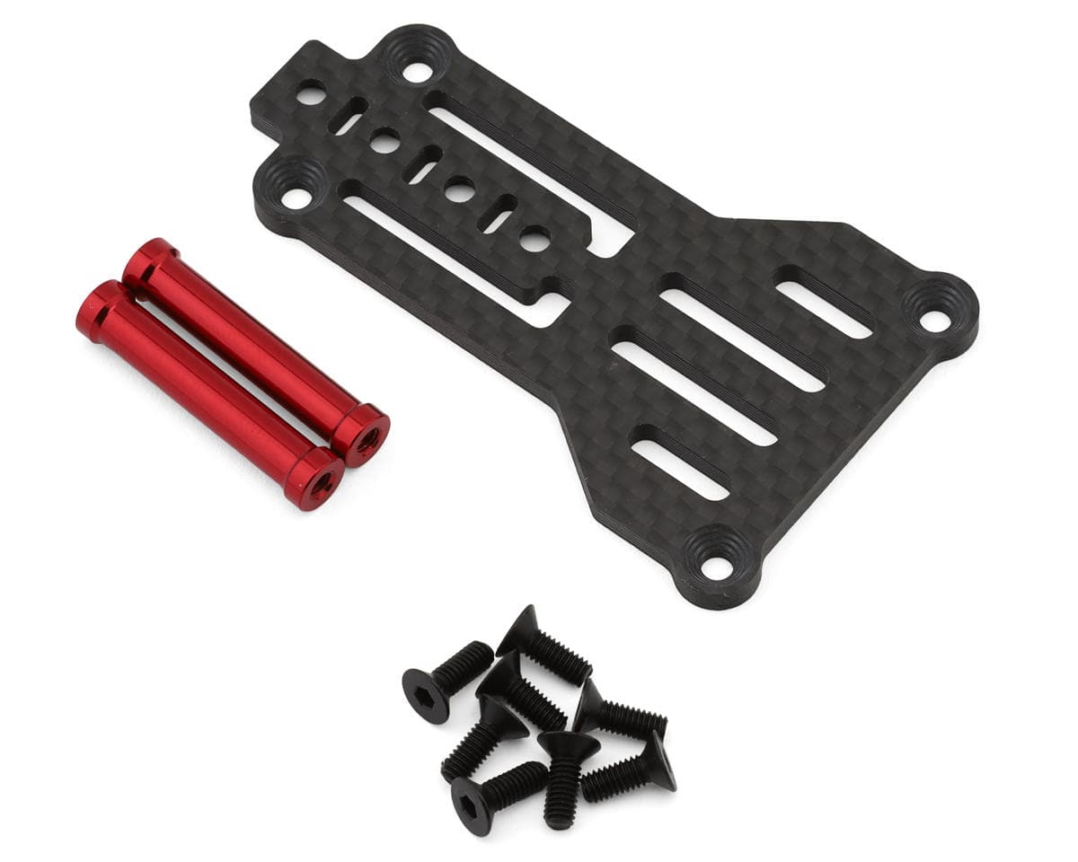 MST RMX 4 Carbon Fiber Lightweight Rear Upper Deck Mount Plate (Red) w/Aluminum Posts