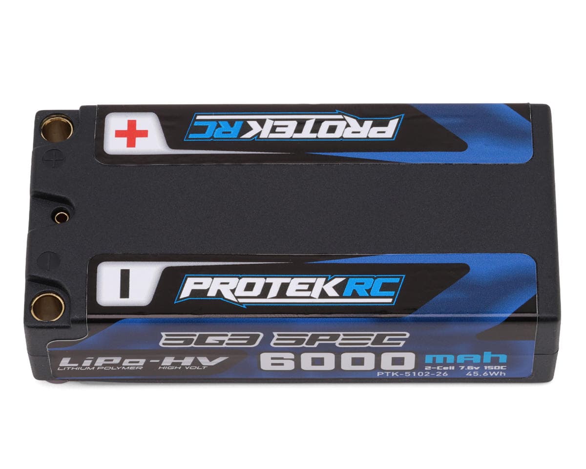 ProTek RC 2S 150C Low IR SG3 HV Shorty LiPo Battery (7.6V/6000mAh) w/5mm Connectors (ROAR Approved)