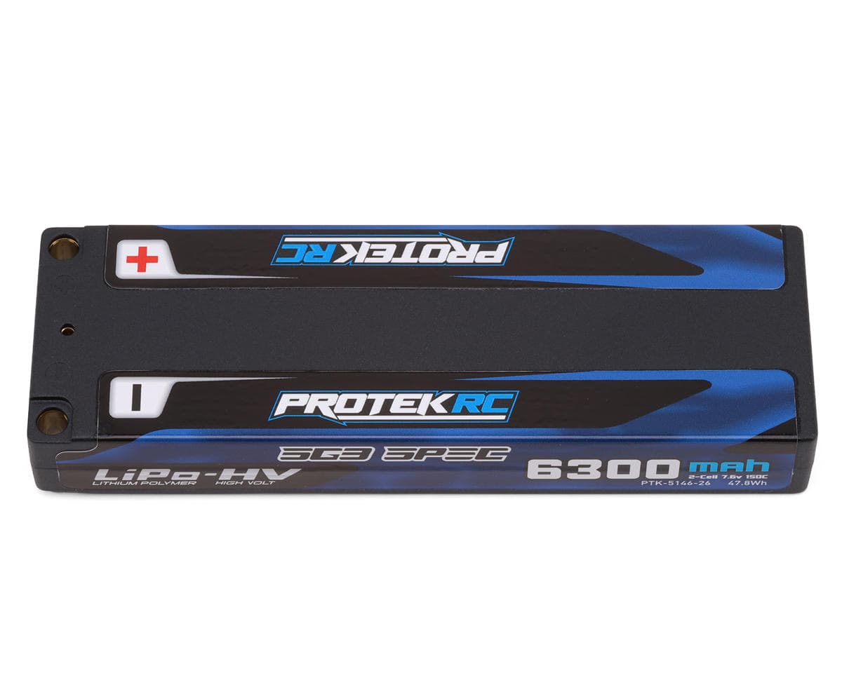 ProTek RC 2S 150C Low IR SG3 HV ULCG Stick LiPo Battery (7.6V/6300mAh) w/5mm Connectors (ROAR Approved)