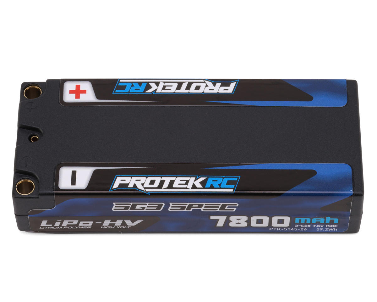 ProTek RC 2S 150C Low IR SG3 HV Mid-Sized LiPo Battery (7.6V/7800mAh) w/5mm Connectors (ROAR Approved) (113mm Length)