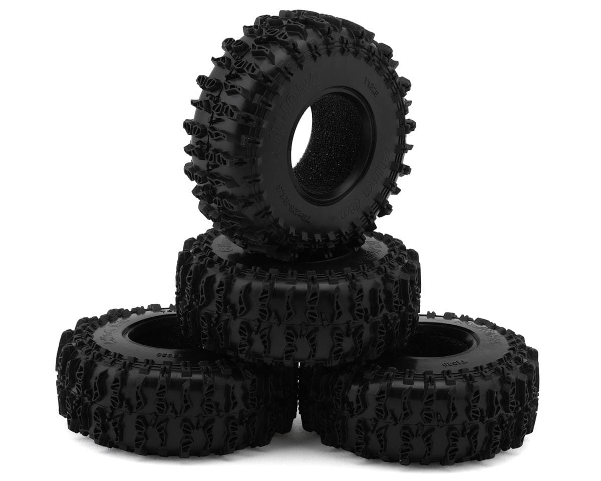 Injora 1.3" Cling On Micro Rock Crawler Tires Combo (4) (70mm OD) (S5) w/Soft Silicone Rubber Inserts