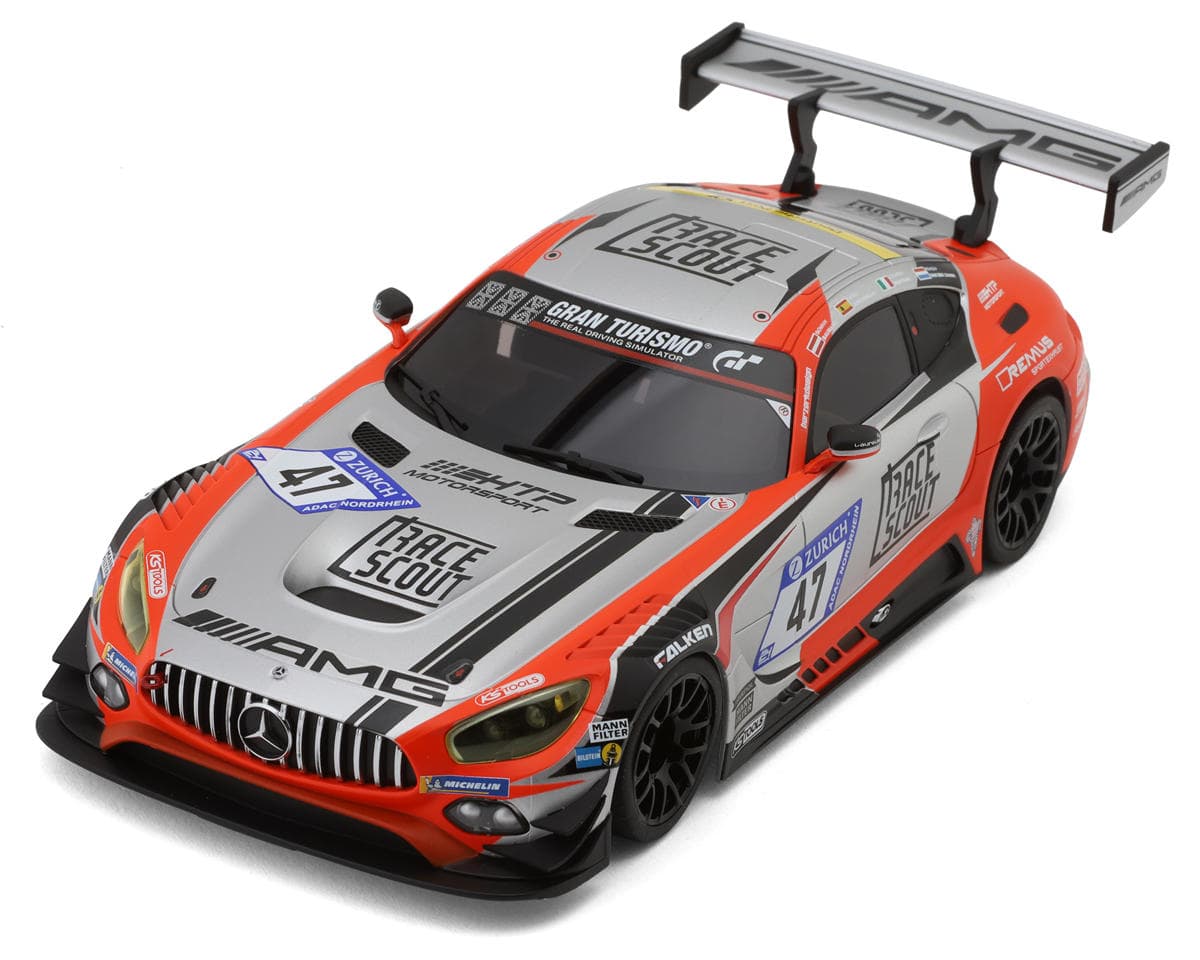 Kyosho Mini-Z MR-04W-MM Mercedes AMG GT3 No.47 Nuremberg 2018 Pre-Painted Body (Silver/Orange)