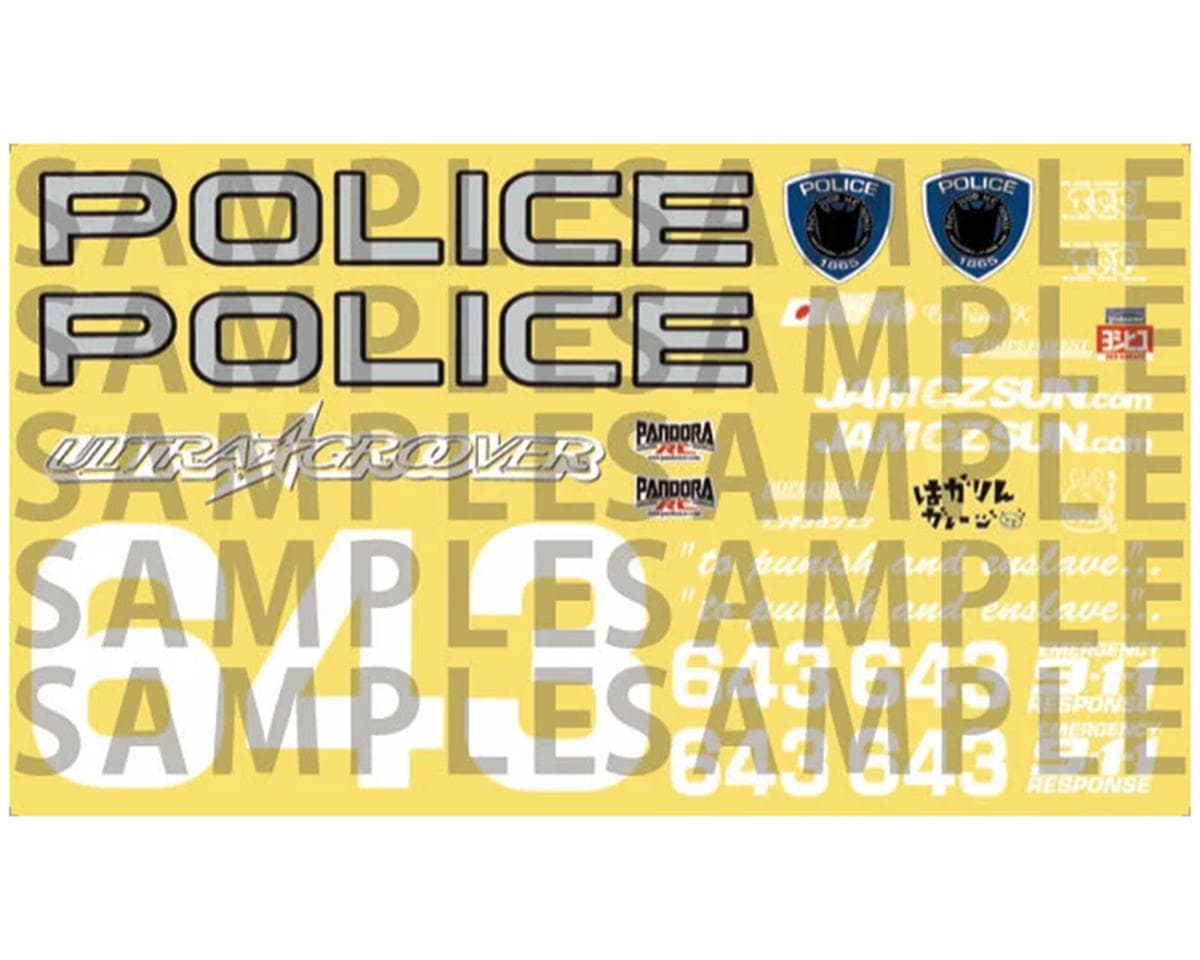 Pandora RC 1/10 Scale Decal Sheet (Police) (Miniature Scale Drift Accessory)
