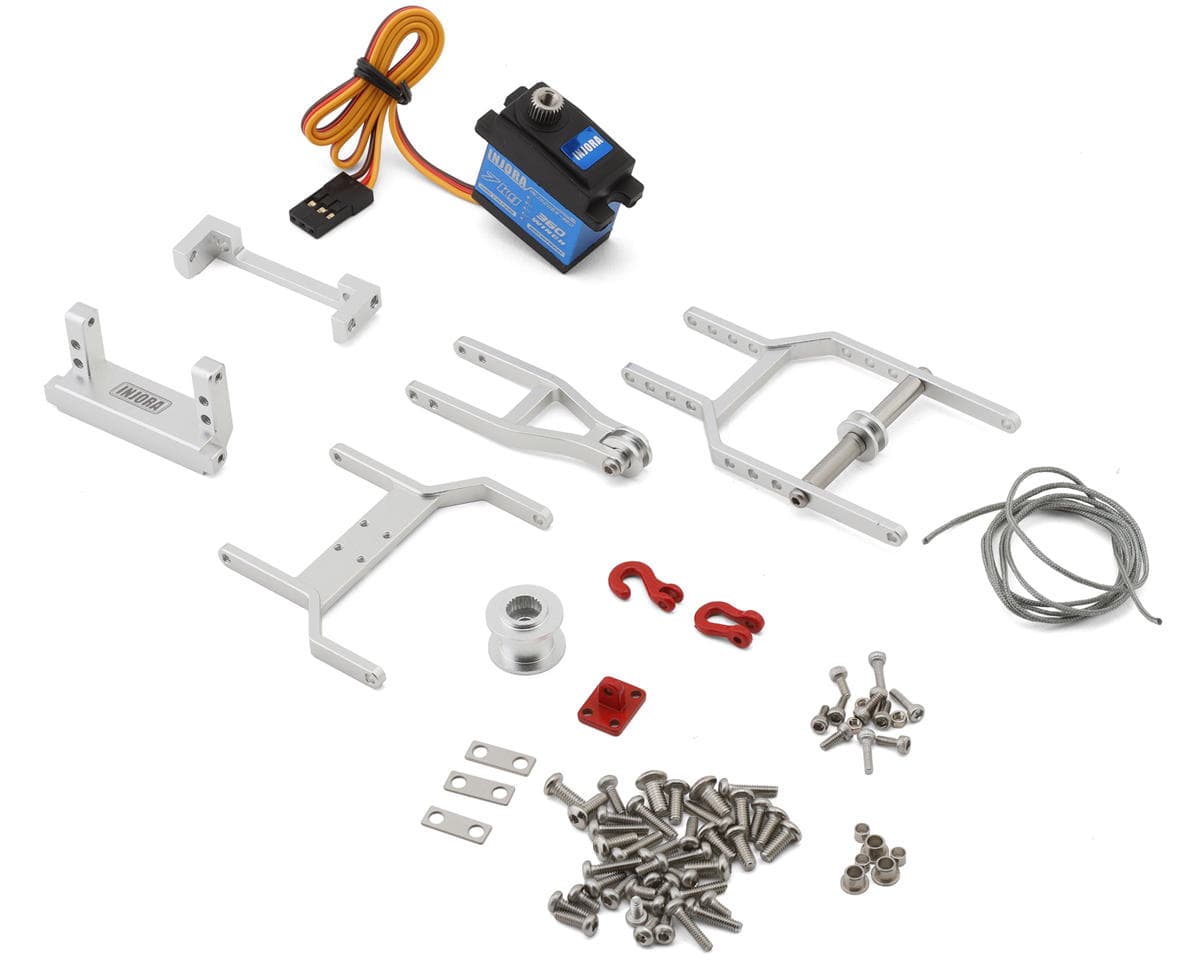 Injora 1/18 Tow Truck Crane Kit & INJS2065-360 Winch Servo for Traxxas® TRX-4M® (Silver)
