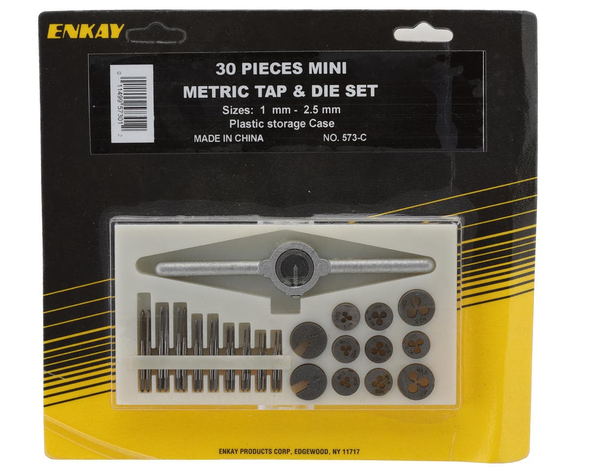 Enkay 30-Piece Miniature Metric Tap & Die Set (1-2.5mm) w/Storage Case