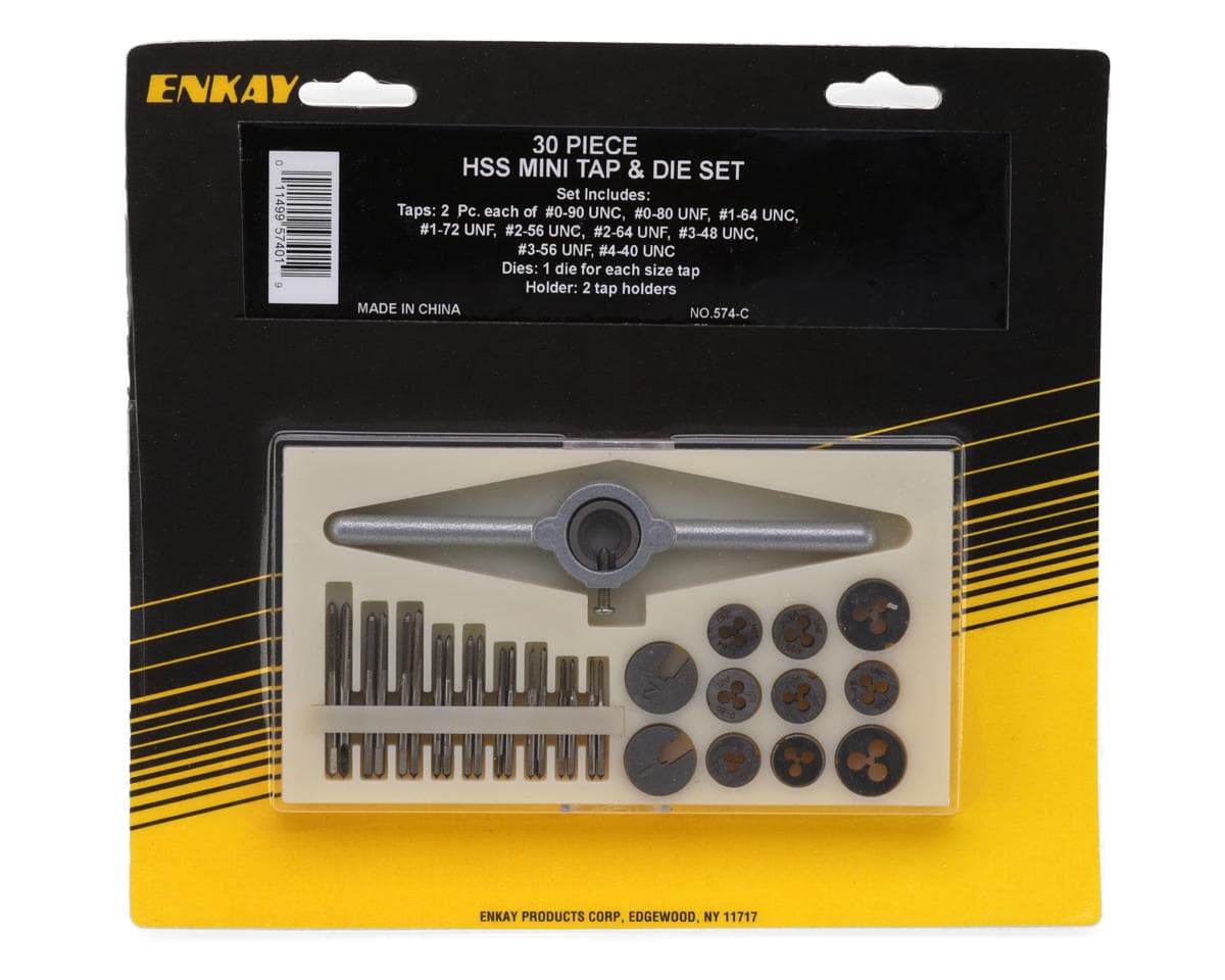 Enkay 30-Piece Miniature SAE Tap & Die Set w/Storage Case