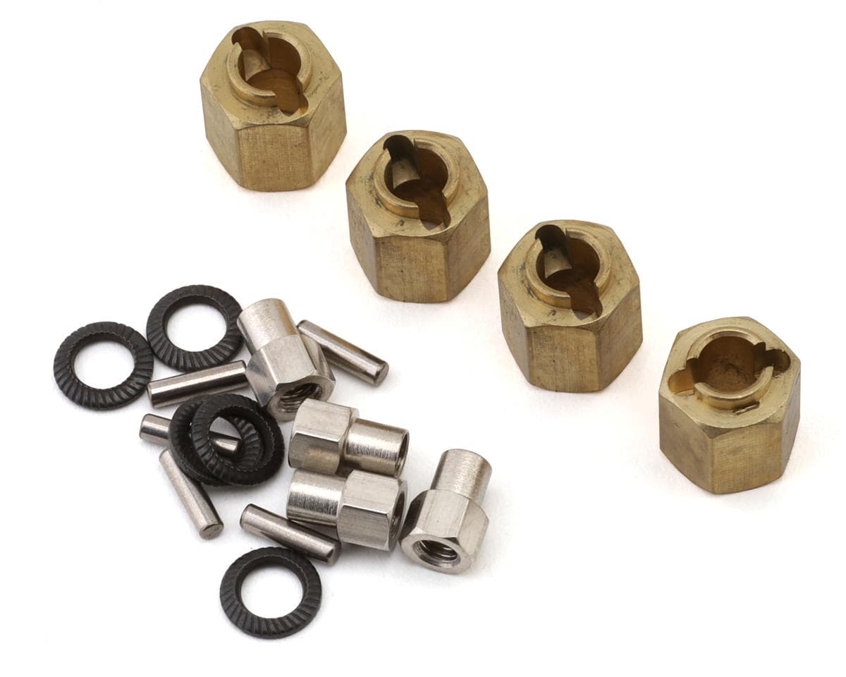 Injora Redcat Ascent-18 Brass Wheel Hex Adapters (Gold) (4) (2.25g ea) (7mm Offset)
