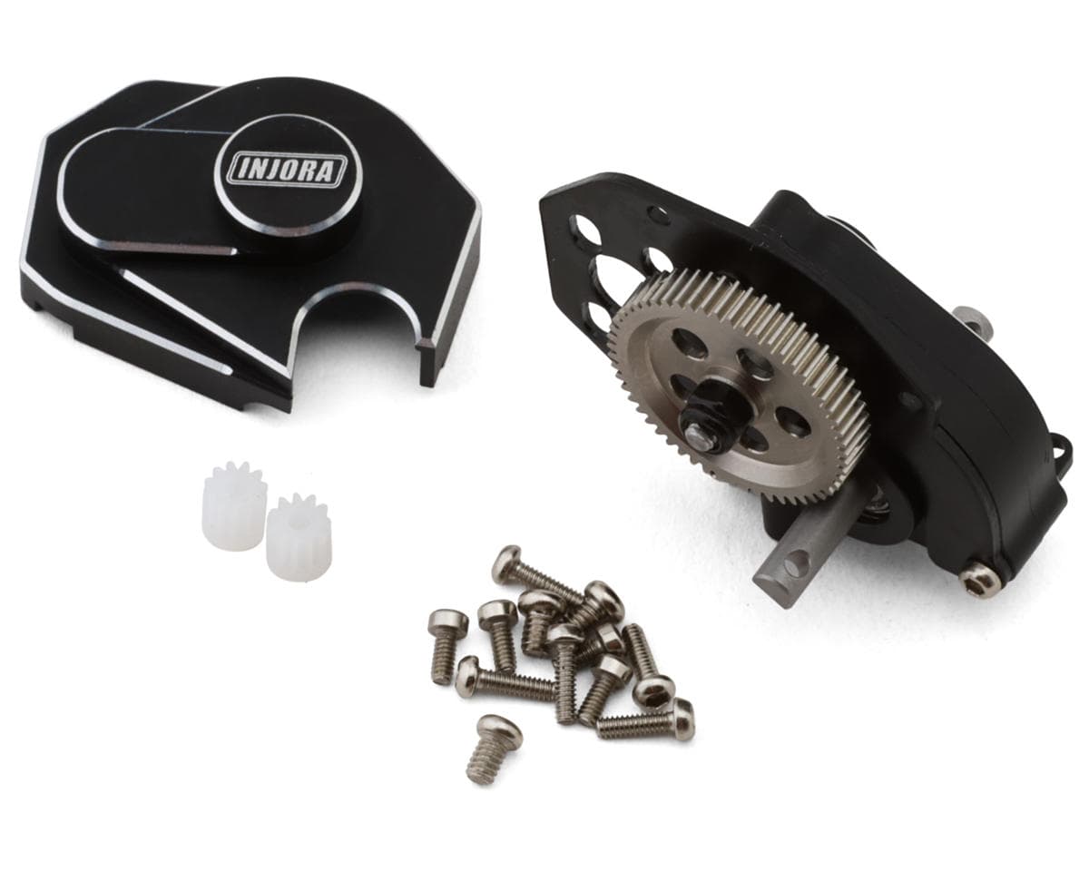 Injora Axial SCX24 Aluminum Transmission Assembly w/Hardened Steel Gears (Black)
