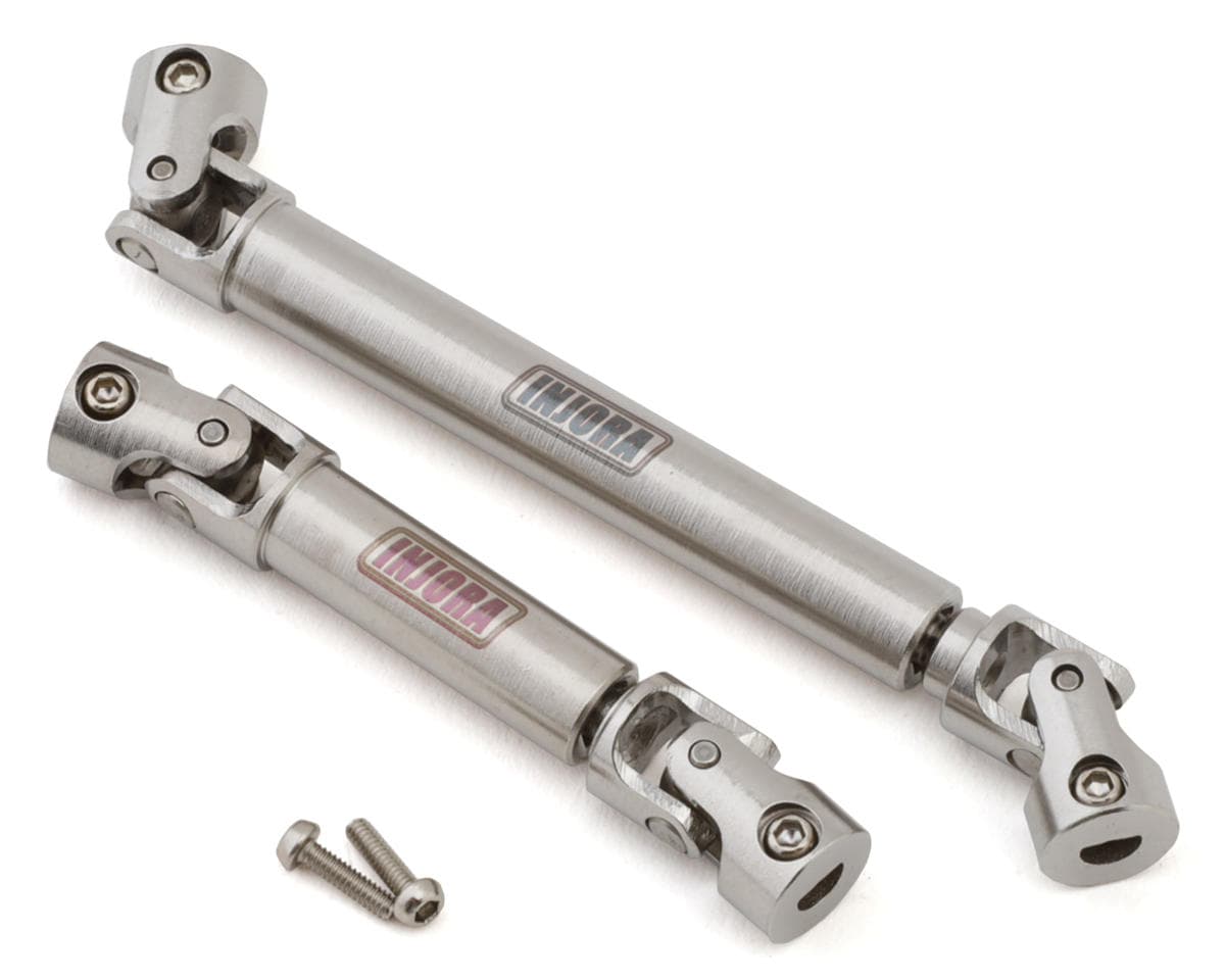 Injora Axial SCX24 Steel Drive Shafts Set (Silver) (D-Shape) (Gladiator/Power Wagon) (155mm Wheelbase)