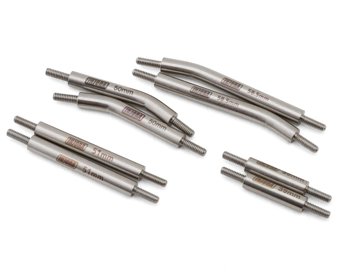 Injora Axial SCX24 Stainless Steel High Clearance Suspension Links Set (Silver) (132mm Wheelbase) (C10/JLU/Bronco/Base Camp/4Runner)
