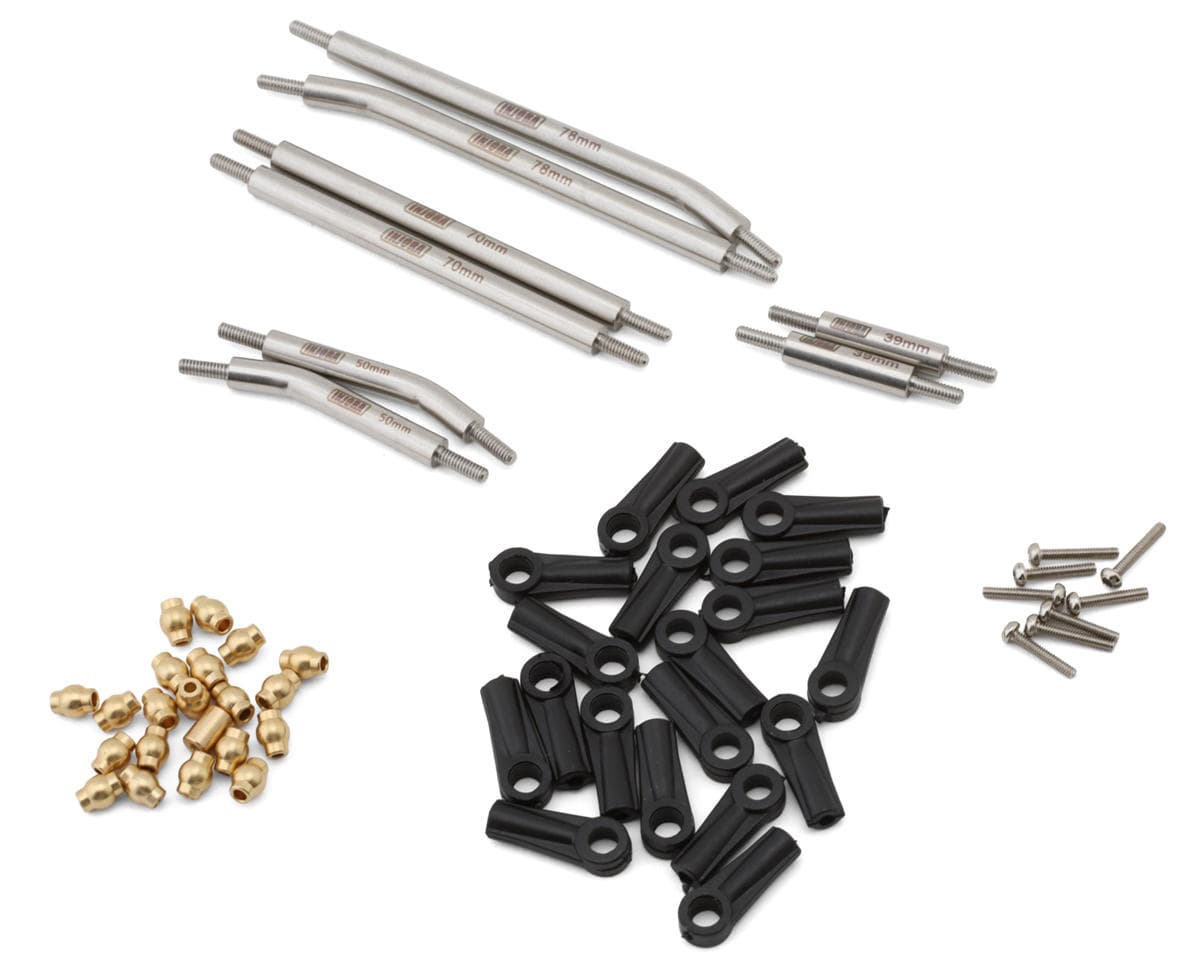 Injora Axial SCX24 Steel High Clearance Suspension Links Set (155mm Wheelbase) (Silver) (Gladiator/Power Wagon)