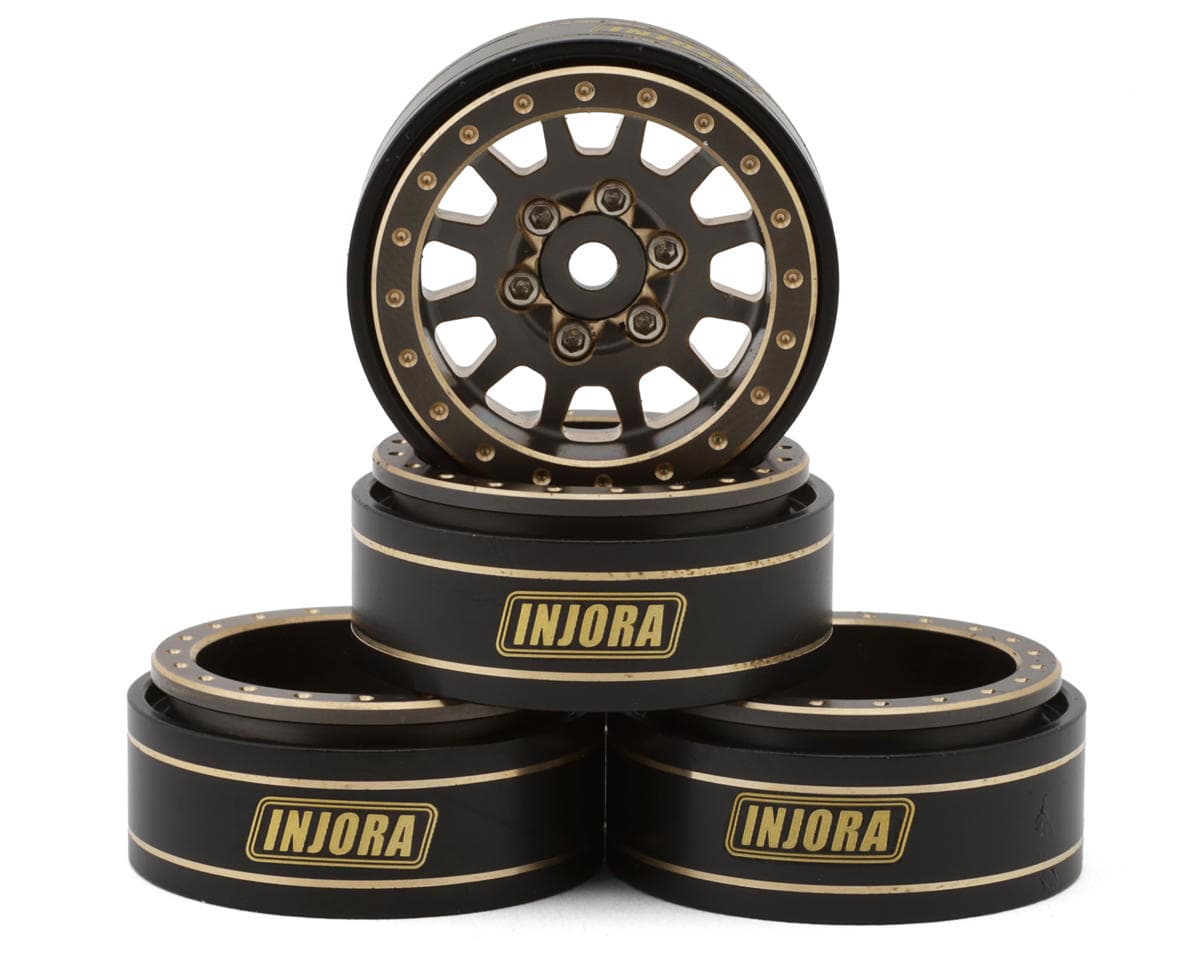 Injora 1.0" Brass Multi-Spoke Micro Rock Crawler Beadlock Wheels (42g ea) (Grey) (4) (-3.75mm Offset)