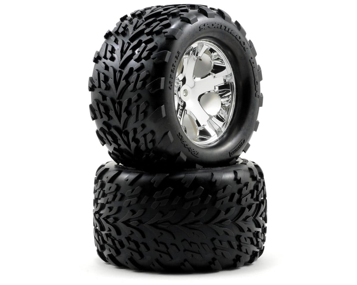 Traxxas Talon Rear Tires w/All-Star Wheels (2) (Chrome)