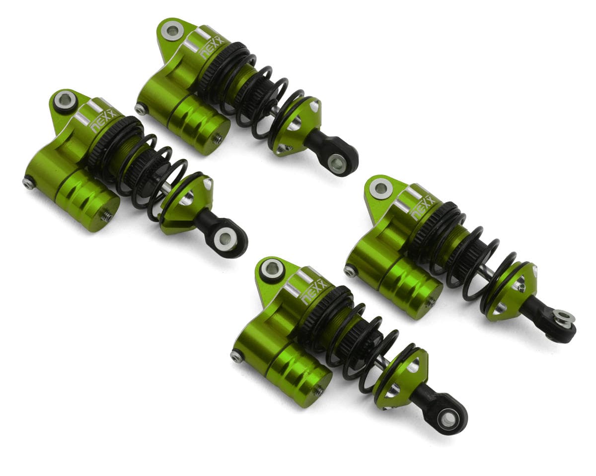 NEXX Racing 60mm Aluminum Threaded Oil-Filled Reservoir Shocks for Traxxas® Mini Slash®/4-Tec® Drift (Green) (4)