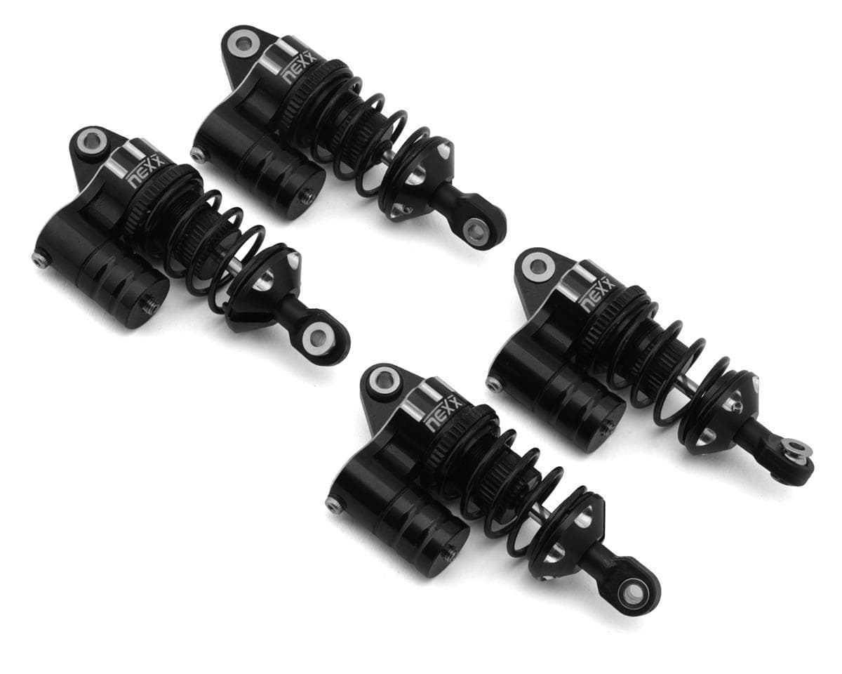 NEXX Racing 60mm Aluminum Threaded Oil-Filled Reservoir Shocks for Traxxas® Mini Slash®/4-Tec® Drift (Black) (4)