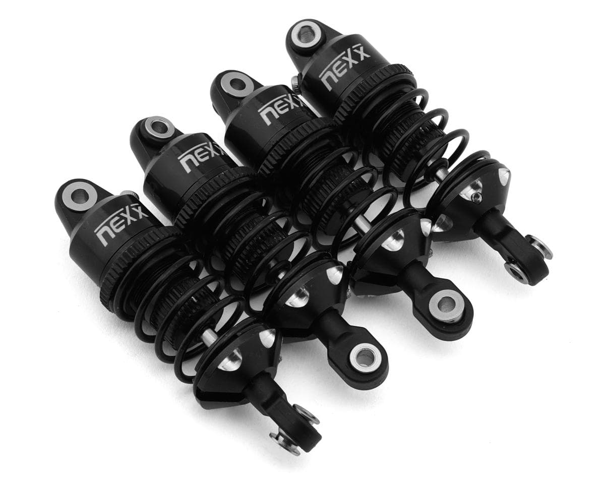 NEXX Racing 60mm Aluminum Threaded Oil-Filled Shocks for Traxxas® Mini Slash®/4-Tec® Drift (Black) (4)