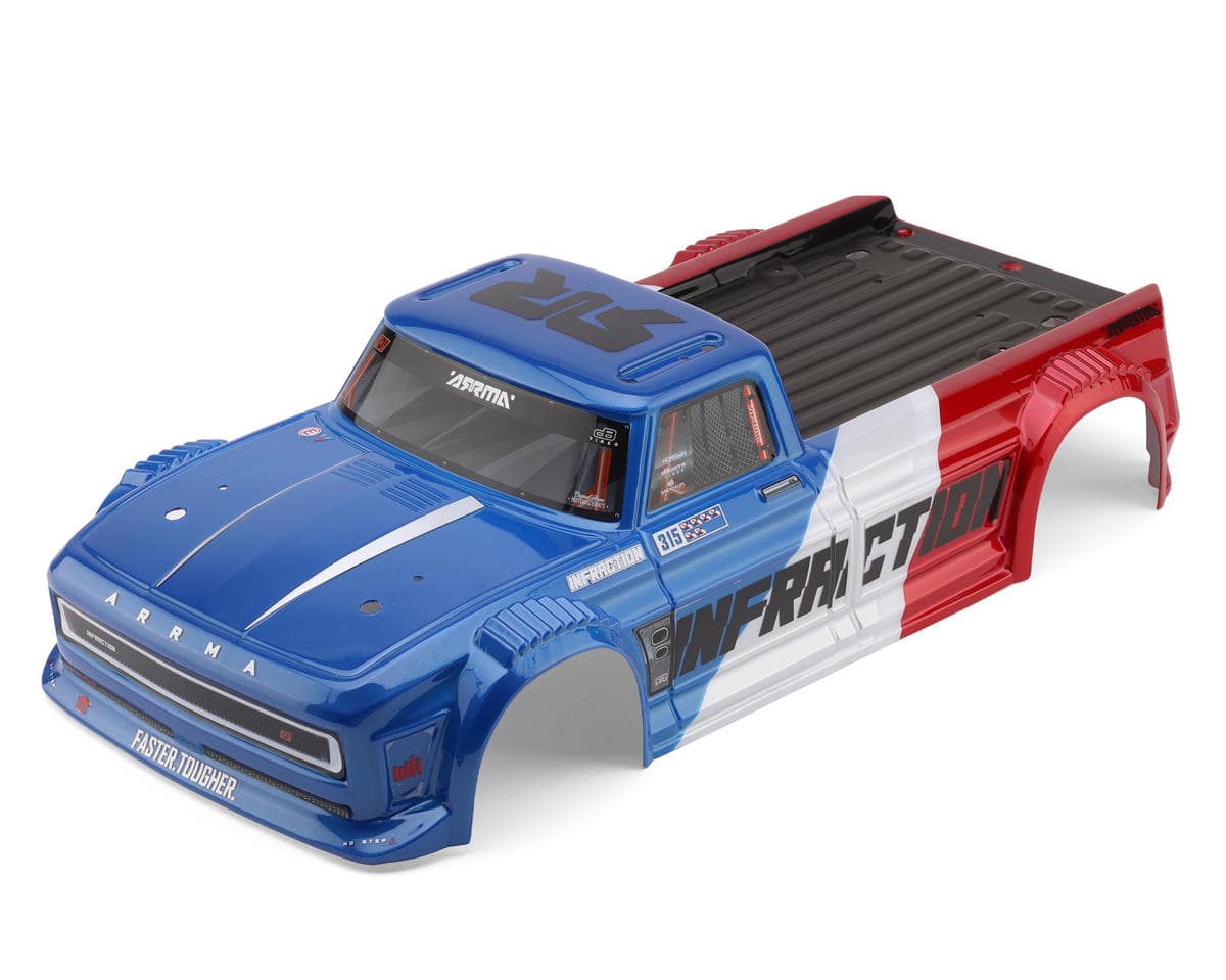 Arrma Infraction V4 223S BLX 1/8 Pre-Painted Street Bash Truck Body (Red/White/Blue) w/Wing