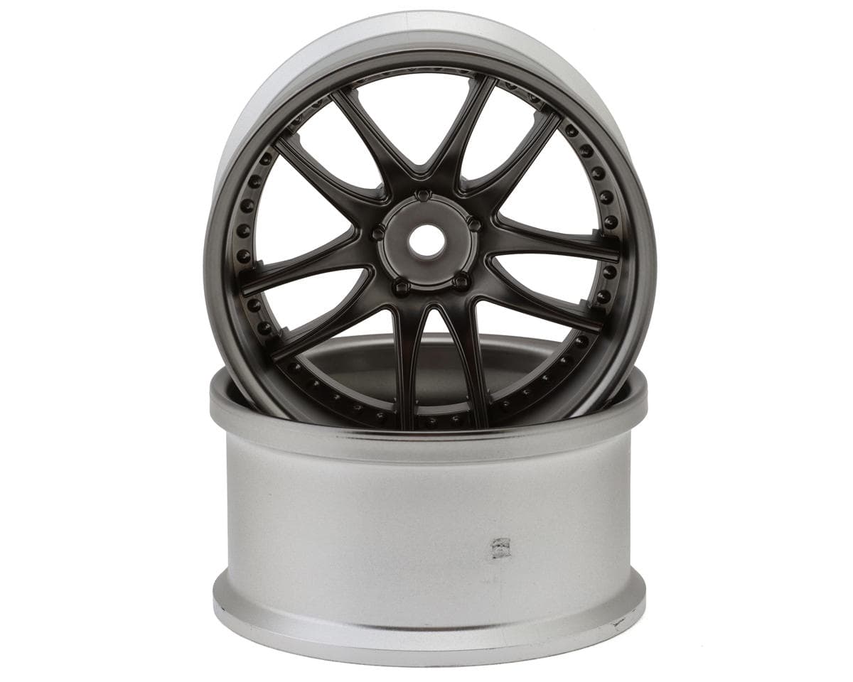 LAB Work Emotion CR3P 1/10 Drift Wheels (Matte Black/Chrome) (2) (8mm Offset) w/12mm Hex