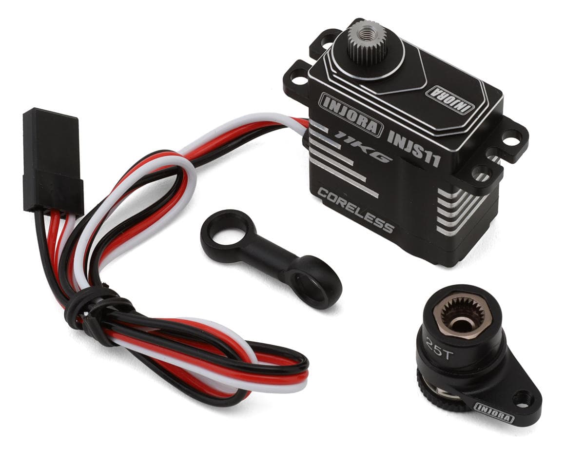 Injora INJS11 Aluminum  High Voltage Micro Servo Set (Grom/NASCAR) w/Aluminum Servo Saver (25T)