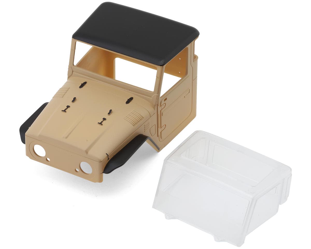Injora IR40 Half Truck Hard Pre-Painted Body Set for Traxxas® TRX-4M® (Tan) (Defender®/Bronco®) w/Bed Rack & LED Lights
